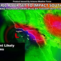 Atmospheric River System To Impact Arizona With Heavy Rain and Thunderstorms Along With High Snow Levels Tuesday into Wednesday
