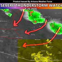 AZWF Severe Thunderstorm Watch for Southeast and Southern Arizona, including the Tucson area and a Weather Advisory for the Phoenix Valley effective this evening into the night