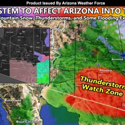 Cutoff Low Storm System To Affect Arizona Starting Tonight and Last Through Thursday; Various Alerts Issued With AZWF Model Images Inside