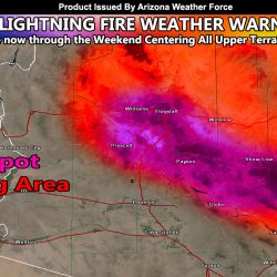 Dry Lightning Fire Weather Warning Issued For All High Terrain Locations Effective Today Through The Weekend With Thunderstorm Complexes Developing Daily