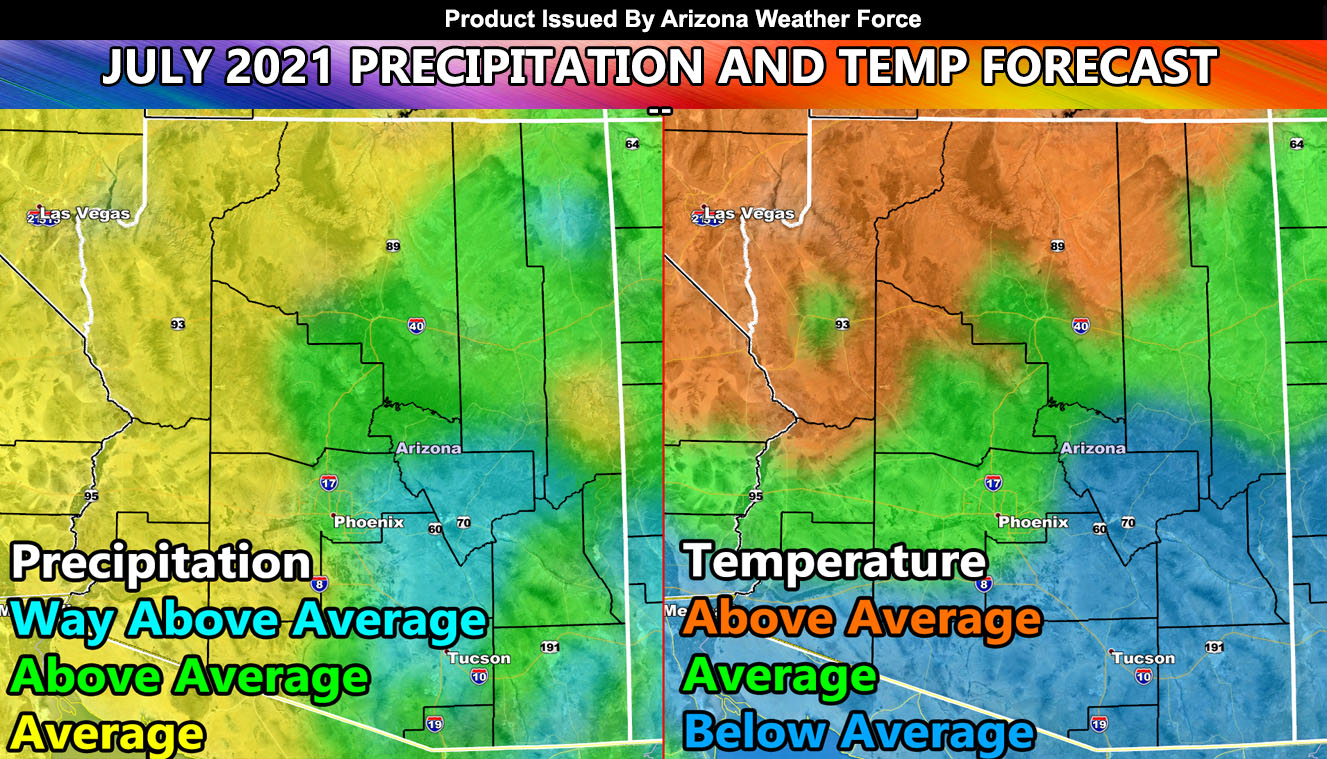 July 2021 Forecast For Arizona; Opposite Weather From June With All