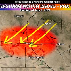 Thunderstorm Watch Issued For Phoenix Valley Forecast Area For This Evening; July 3, 2021