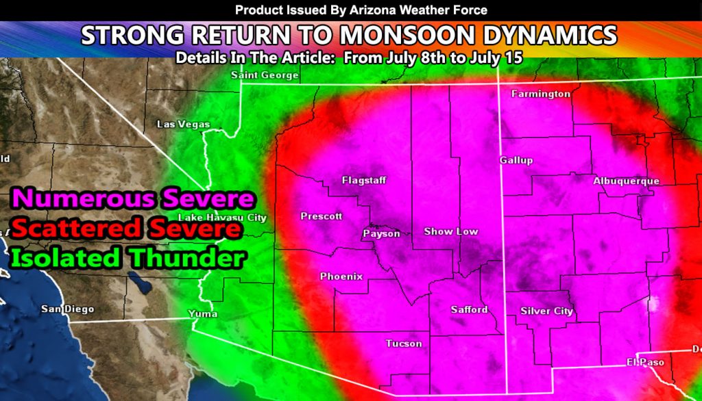 Strong Monsoon Surge To Return To Arizona Between July 8th and 15th