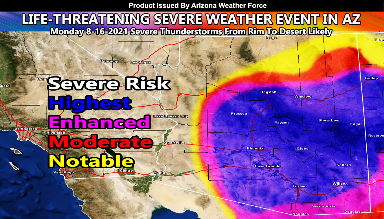 LifeThreatening Severe Weather Threat Aims To Strike Arizona On Monday