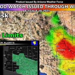 AZWF Flash Flood Watch Issued This Afternoon Through Wednesday From North-Central Arizona Through Southern Arizona With Phoenix and Tucson Included