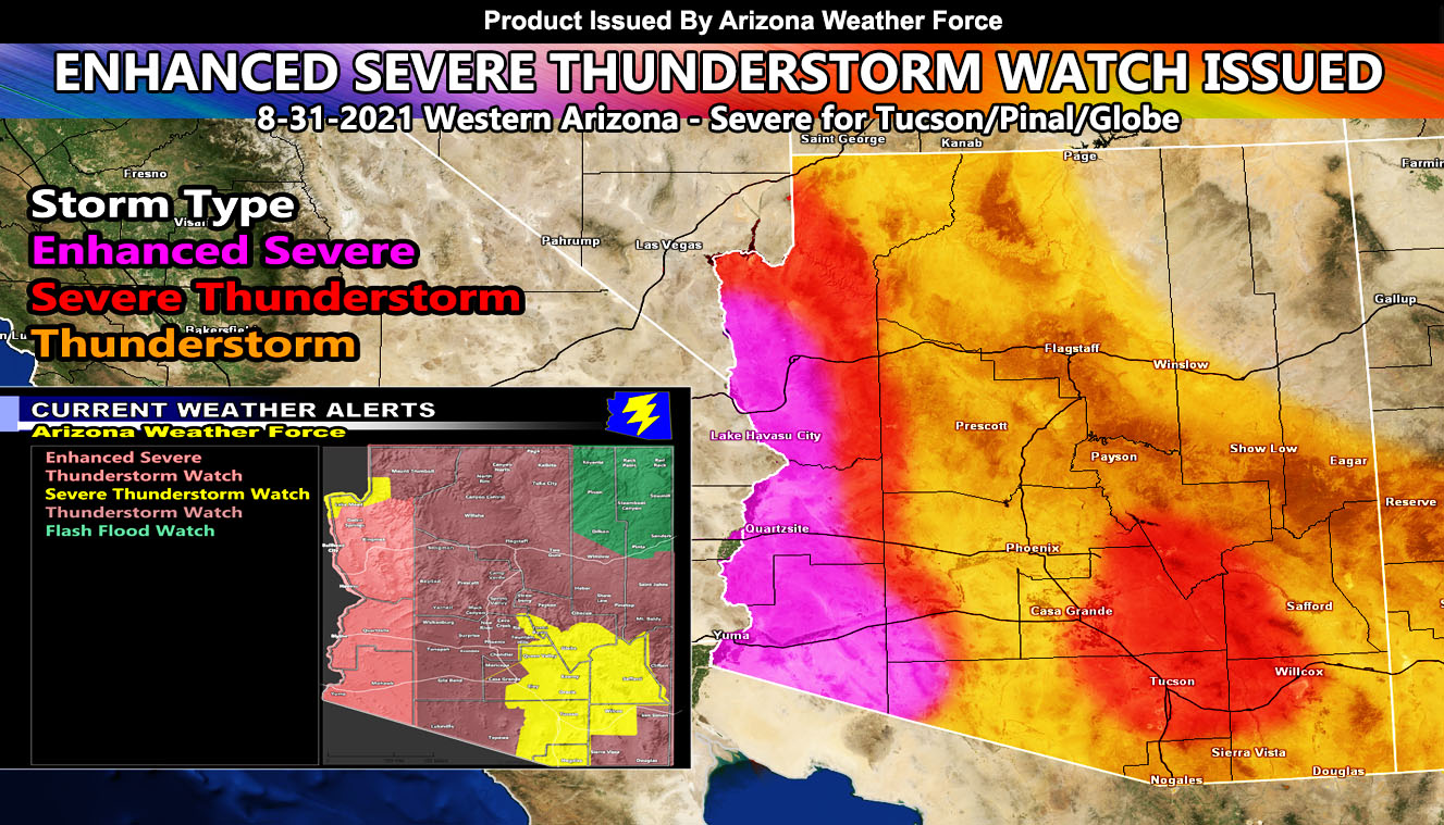 Enhanced Severe Thunderstorm Watch Issued For Western Arizona, Severe