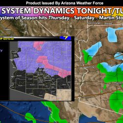 Storm System To Cross Arizona Tonight, Mainly Tuesday; Stronger System To Affect Entire State By Thursday into Friday; Map Details Inside