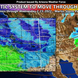 PRELIMINARY FORECAST:  Arctic Inside Slider To Move Through Parts of Arizona Later Tuesday into Mostly Wednesday; Snow and Rain Models Released