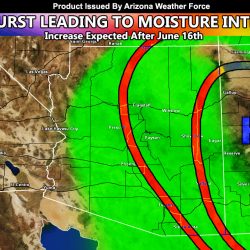 Heat Grips Arizona Low Terrain with Additional Increase in Monsoon Moisture Expected With Fire Danger Along Rim
