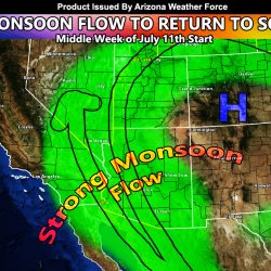Strong Monsoon Moisture Flow to Return to Metro Desert Southwest for Middle Week of July 11th Onward