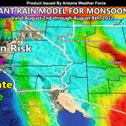 Long Range Weather Advisory Issued:  Monsoon to Continue Strong Through This Week and Weekend