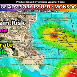 Long Range Advisory Issued:  2022 Arizona Monsoon On Last Month; It Has Not Ended Yet; Details