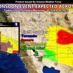 Metro Monsoon Thunderstorm Event Expect Today, Tonight, and Through Thursday Morning; Four Alerts Issued