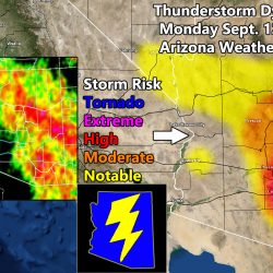 Severe Thunderstorm Watch Issued For Arizona Metro Zones and Mogollon Rim; Details and Maps Inside