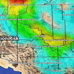 Precipitation risk for Arizona for Sunday overnight through Monday, 12-11 through 12-12-2022