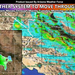 Weather System to Move Through Arizona on Tuesday, Bringing More Rain and Mountain Snow