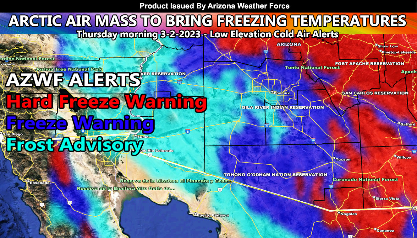 Freeze Alerts Issued for the Metros of Arizona as the Coldest Air