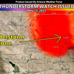 Thunderstorm Watch Issued for The Northern half of Arizona, Centering Flagstaff