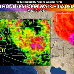 Thunderstorm Watch Issued for the Northern and Eastern half of Arizona Today through Midnight