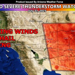 Enhanced Severe Thunderstorm Watch Issued For Arizona As Inverted Trough Makes Coup De Grace Event