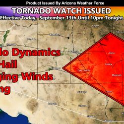 Tornado Watch Issued For Pinal, Tucson, Graham, Cochise, Greenlee, following Falcon Field Hit by Tornado Last Night