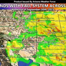 First Fall Pacific Trough to Deliver Gusty Winds Across Arizona This Weekend; Maps Inside
