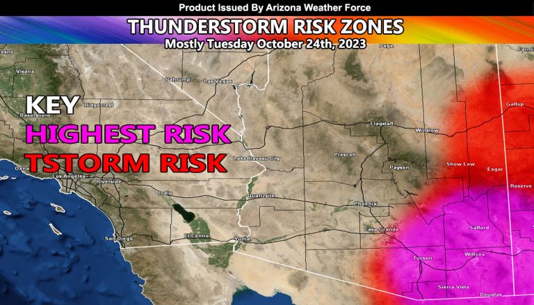 Increased Risk of Thunderstorms for Southeast and Eastern Arizona from Norma’s Remnants For October 24th
