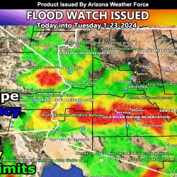 AZWF Flood Watch Issued For the Western, Central, and Southern half of Arizona, Includes All Metros