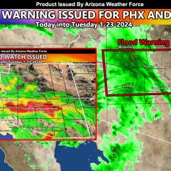 AZWF Flood Watch Upgraded to Flood Warning to Maricopa and Pinal County Now Through Tuesday