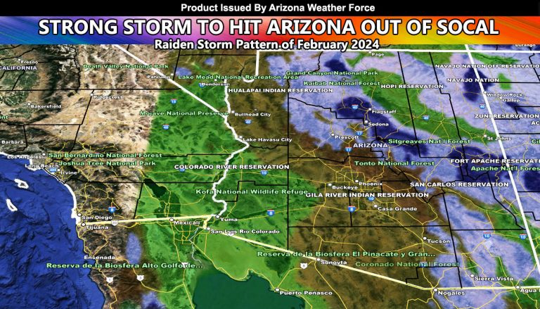 Strong Storm to Impact Arizona out of Southern California on Thursday night, into Friday: Flood Watch Issued