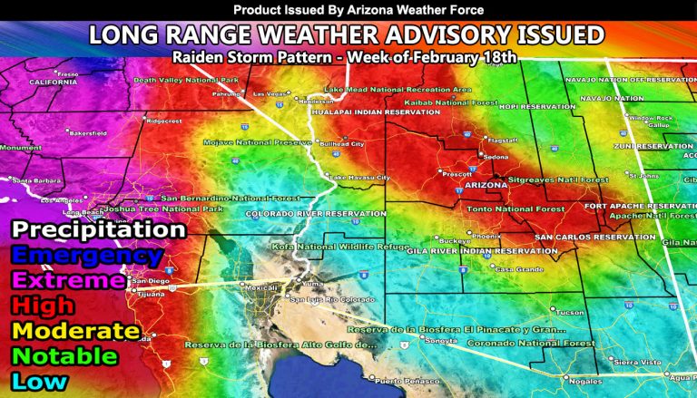 Long Range Weather Advisory Issued for Arizona for the Week of February 18th, 2024; Storms Incoming