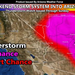 Final Forecast: Thunderstorm Watch for the Weekend of March 23, 2024, Rain, Snow, and Wind Forecast Maps For Arizona