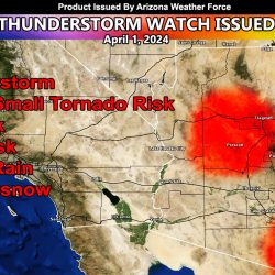 Thunderstorm Watch Issued for Central and Southeastern Arizona for April 1, 2024