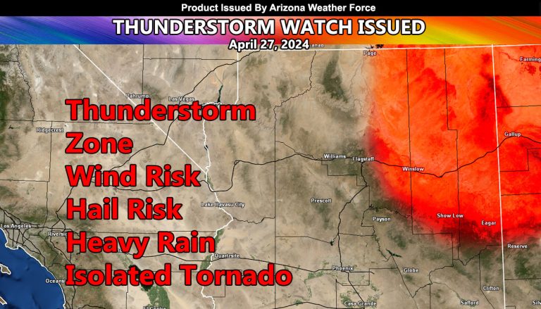 Thunderstorm Watch Issued for Apache and Navajo Counties, in Northeast and Eastern Arizona For April 27, 2024